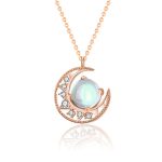 Buddha Stones 925 Sterling Silver Moonstone Moon Pattern Love Necklace Pendant Necklaces & Pendants BS Moonstone (Love ♥ Calm)