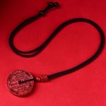 Buddha Stones Natural Cinnabar Mountain Ghosts Spend Money Bagua Blessing Necklace Pendant Key Chain Necklaces & Pendants BS 3
