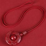 Buddha Stones One's Luck Improves Design Patern Natural Cinnabar Concentration Necklace Pendant Necklaces & Pendants BS 3
