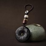 Buddha Stones Black Obsidian Taoism Five Sacred Mountains Carved Strength Peace Buckle Necklace Pendant Key Chain Phone Hanging Decoration Necklaces & Pendants BS Key Chain