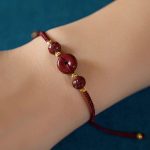 Buddha Stones Handmade Lotus Cinnabar Peace Buckle Blessing Braid Bracelet Bracelet BS 6