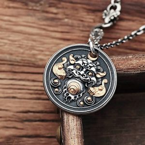 Buddha Stones Tibetan Kirtimukha Amulet Healing Necklace Pendant Necklaces & Pendants BS Tibetan Kirtimukha