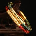 Buddha Stones Handmade 999 Sterling Silver Om Mani Padme Hum Protection Dragon Scale Braided Magnetic Buckle Bracelet Bracelet BS 12