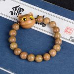 Buddha Stones Ebony Wood Green Sandalwood Red Sandalwood Lovely Cat Balance Bracelet Bracelet BS Green Sandalwood Cat 10mm*15 Beads(Wrist Circumference 14-16cm)