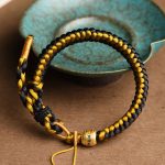 Buddha Stones Handmade Tibetan Black Gold Dragon Scale Rope Om Mani Padme Hum Purity Bracelet Bracelet BS 1
