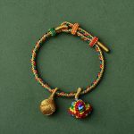 Buddha Stones Colorful Rope Luck Handmade Zongzi Golden Ball Charm Bracelet Bracelet BS Yellow Colorful Zongzi Golden Balls Adult(Wrist Circumference 16-19cm)