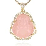 Buddha Stones Good Luck Laughing Buddha Necklace Necklaces & Pendants BS A-Laughing Buddha-Golden/Pink