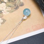 Buddha Stones 925 Sterling Silver Natural Aquamarine Leaf Flower Peace Earrings Necklace Earrings BS 9