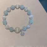 Buddha Stones 925 Sterling Silver Cat's Eye Aquamarine Support Charm Bracelet Bracelet BS 5