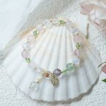 Buddha Stones Strawberry Quartz Rutilated Quartz Fluorite Flower Healing Bracelet Bracelet BS 26