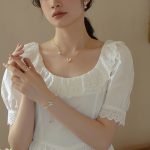 Buddha Stones 14K Gold Plated Copper Pearl Tridacna Stone Butterfly Blessing Ring Bracelet Necklace Pendant Earrings Set Bracelet Necklaces & Pendants BS 1