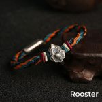 Buddha Stones Handmade 999 Sterling Silver Year of the Dragon Chinese Zodiac Protection Colorful Reincarnation Knot Rope Bracelet Bracelet BS Rooster 19cm