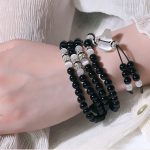 Buddha Stones Black Onyx White Crystal Bead Meditation Bracelet Bracelet BS 4