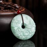 Buddha Stones Round Jade Peace Buckle Peony Flower Abundance Necklace Pendant Necklaces & Pendants BS 1