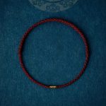 Buddha Stones 925 Sterling Silver Lucky Golden Bead Braided String Bracelet Anklet Bracelet BS Dark Red Anklet(Anklet Circumference 16-26cm)