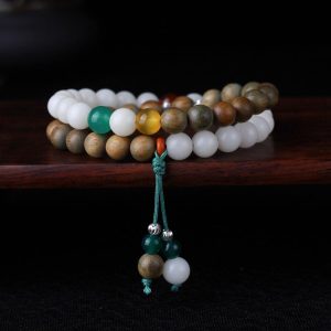 Buddha Stones Green Sandalwood Bodhi Seed Wake Up Luck Bracelet Bracelet BS 8mm