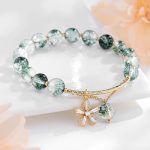 Buddha Stones Green Phantom Crystal Confidence Charm Bracelet Bracelet BS Green Phantom&Cherry Blossom