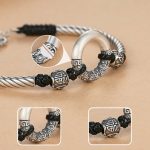 Buddha Stones 999 Sterling Silver Fu Character Peace Buckle Copper Coin Auspicious Clouds Fortune Bracelet Bracelet BS 14