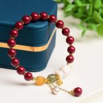 Buddha Stones Year of the Rabbit Cinnabar Hetian Jade Bunny Beaded Blessing Bracelet Bracelet BS 3