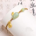 Buddha Stones Year of the Rabbit Hetian Jade Happiness Blessing Wealth String Bracelet Bracelet BS 1