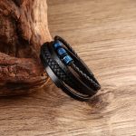Buddha Stones Leather Multi-Layer Titanium Steel Balance Braided Magnetic Buckle Bracelet Bracelet BS 19