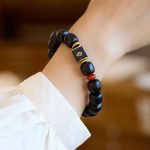 Buddha Stones Ebony Wood Auspicious Clouds Engraved Calm Bracelet Bracelet BS 10