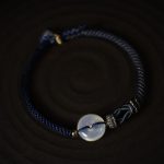 Buddha Stones Handmade White Agate Peace Buckle Luck Happiness Protection Weave String Bracelet Bracelet BS 11