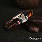Buddha Stones Handmade 999 Sterling Silver Year of the Dragon Chinese Zodiac Protection Colorful Reincarnation Knot Rope Bracelet Bracelet BS 8
