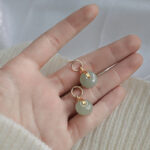 Buddha Stones Round Jade Peace Buckle Luck Drop Earrings Earrings BS 5