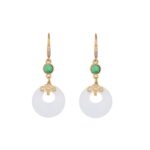 Buddha Stones FengShui White Jade Blessing Drop Earrings Earrings BS 18