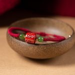Buddha Stones Tibetan Cinnabar Om Mani Padme Hum Engraved Blessing Braided Rope Bracelet Bracelet BS 4
