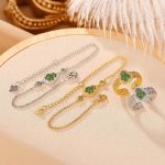 Buddha Stones 925 Sterling Silver Plated Gold Natural Hetian Cyan Jade Gourd Luck Bracelet Ring Set Bracelet Necklaces & Pendants BS 1