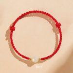 Buddha Stones Handcrafted Round Jade Lucky Bead Prosperity Braided Bracelet Bracelet BS 8mm One Bead Red(Wrist Circumference 14-17cm)