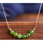 Buddha Stones 14k Gold Plated Hetian Cyan Jade Beaded Luck Necklace Pendant Necklaces & Pendants BS 5