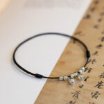 Buddha Stones 925 Sterling Silver Red String Braid Bell Charm Anklet Anklet BS 17