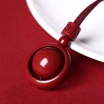 Buddha Stones Cinnabar Om Mani Padme Hum PiXiu Blessing Lucky Bead Necklace Pendant Necklaces & Pendants BS 12