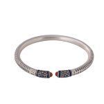 Buddha Stones 999 Sterling Silver Heart Sutra Engraved Red Agate Protection Bracelet Bangle Bracelet Bangle BS 6