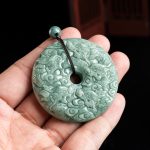 Buddha Stones Year of the Dragon Natural Jade Nine Dragons Peace Buckle Protection Necklace Pendant Necklaces & Pendants BS 3