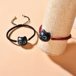 Buddha Stones Ebony Wood Cat Head Pattern Peace King Kong Knot Braided Bracelet Bracelet BS 21