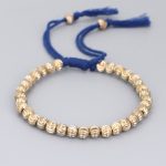 Buddha Stones Tibetan Handmade Copper Bead Luck String Bracelet Bracelet BS Blue(Wrist Circumference 14-26cm)