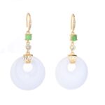 Buddha Stones FengShui White Jade Blessing Drop Earrings Earrings BS 9