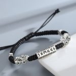 Buddha Stones Double PiXiu Feng Shui Copper Coin Om Mani Padme Hum String Bracelet Bracelet BS 2