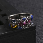Buddha Stones Koi Fish Lotus Flower Leaf Design Luck Wealth Ring Ring BS 9