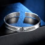 Buddha Stones Heart Sutra Mantra Lotus Peace Copper Cuff Bracelet Bangle Bracelet Bangle BS 7
