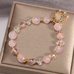 Buddha Stones Natural Pink Crystal Soothing Protection Bracelet Bracelet BS 3