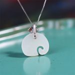 Buddha Stones White Jade Elephant Lotus Protection Necklace Pendant Necklaces & Pendants BS 4