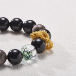 Buddha Stones Natural Silver Sheen Obsidian Dragon Green Phantom Protection Bracelet Bracelet BS 8