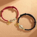 Buddha Stones 925 Sterling Silver Hetian Jade Peace Buckle Fu Character Charm Abundance Bracelet Bracelet BS 1