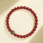 Buddha Stones 925 Sterling Silver Natural Cinnabar Four Beasts Blessing Bracelet Bracelet BS 6mm Vermilion Bird(Wrist Circumference 14-16cm)