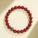 Buddha Stones 925 Sterling Silver Natural Cinnabar Four Beasts Blessing Bracelet Bracelet BS 8mm Vermilion Bird(Wrist Circumference 14-16cm)